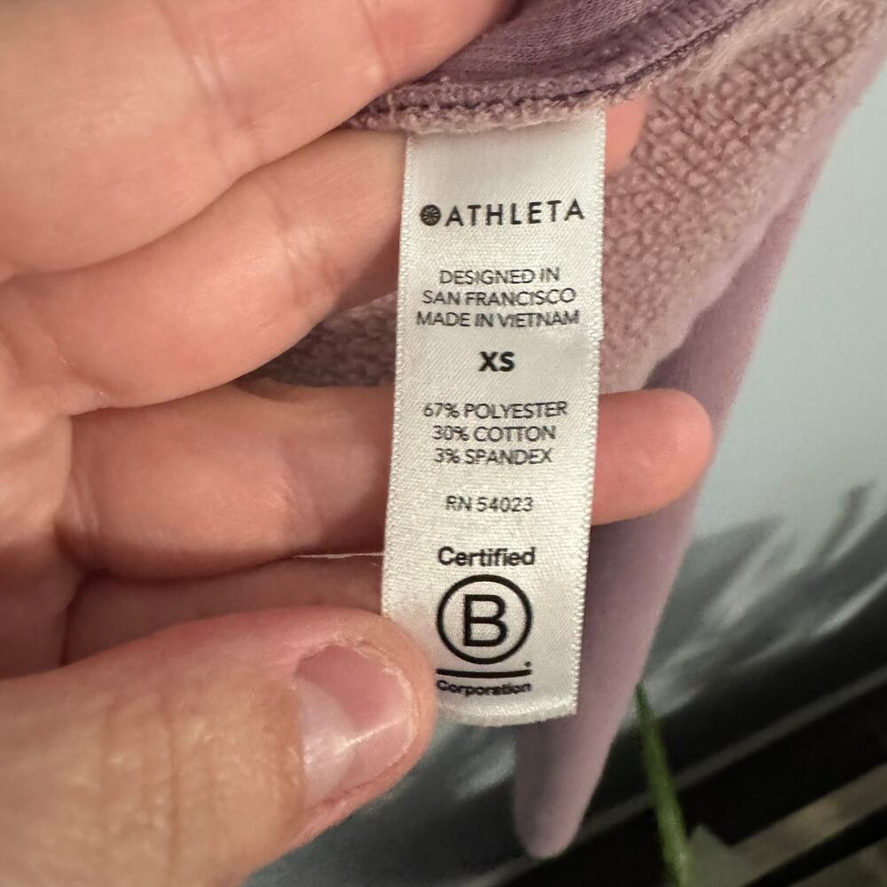 Athleta Cozy Karma Asym Pullover Sweatshirt w/ Zipper Upper Size XS Mauve - Picture 4 of 11